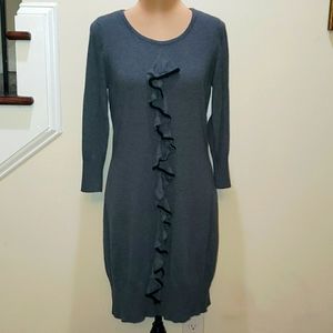 New Directions gray ruffle sweater dress